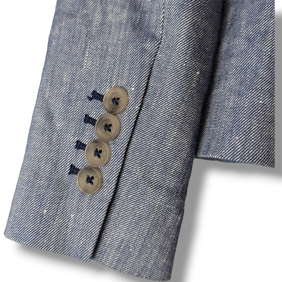 Express Linen Blend Chambray Denim-Like Office Layering Blue Blazer: Women's 0 - Picture 6 of 9